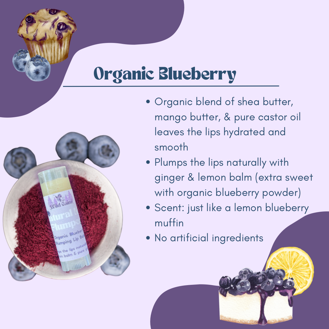 Natural Plumping Lip Balm - Organic Blueberry