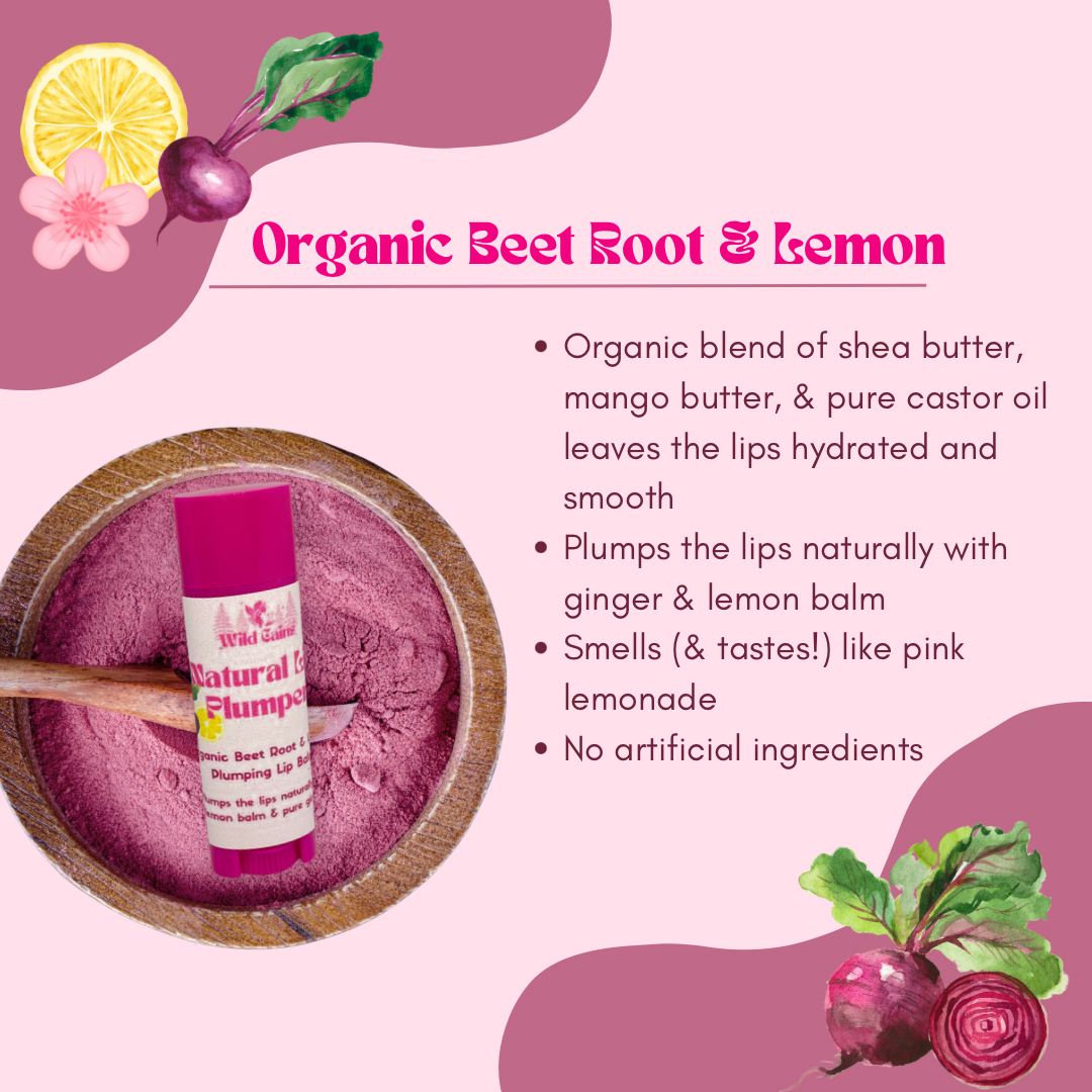Natural Plumping Lip Balm - Organic Beet Root & Lemon